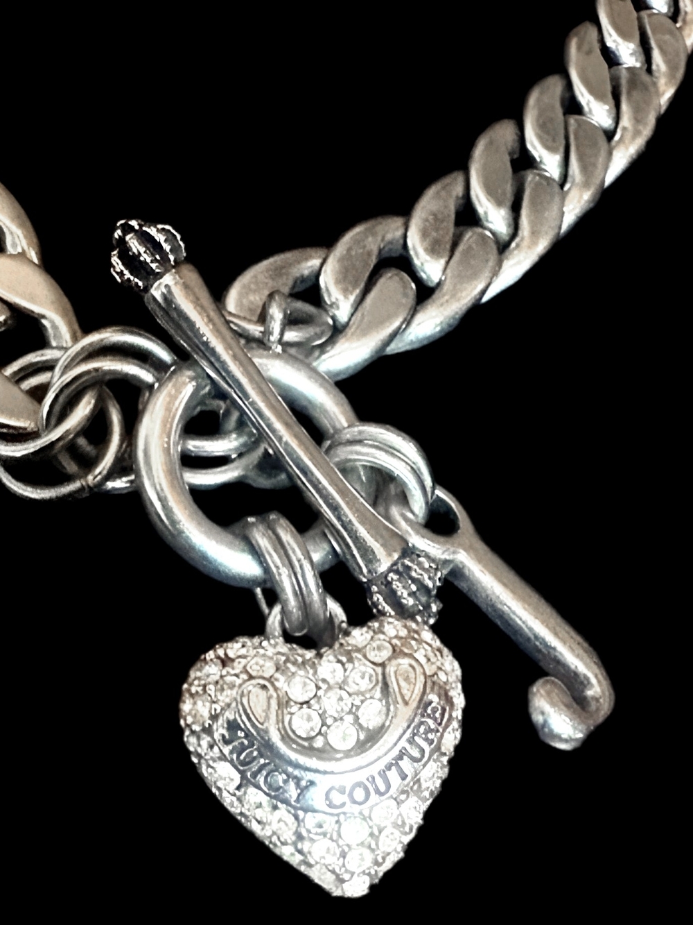 Juicy Couture Crystal Heart Toggle Bracelet - Silver